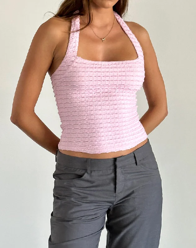 Maggha Halterneck Top in Crinkle Pink