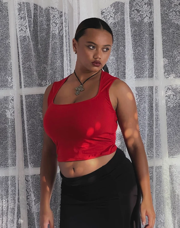 Jinsu Crop Top in Adrenaline Red