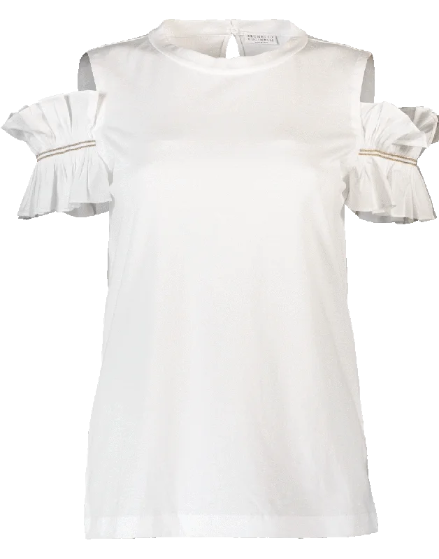 Ruched Shoulder Cotton Top