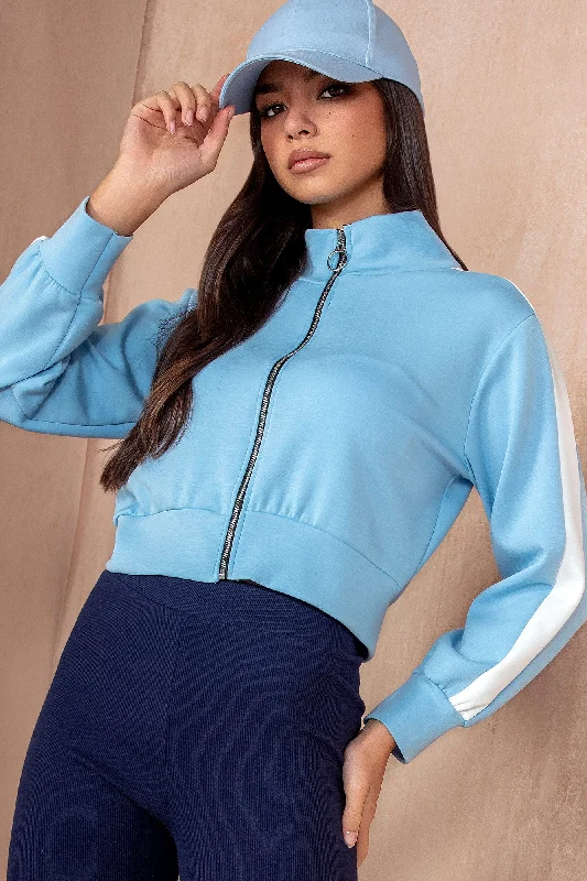 Abigail Baby Blue Zip Up Top