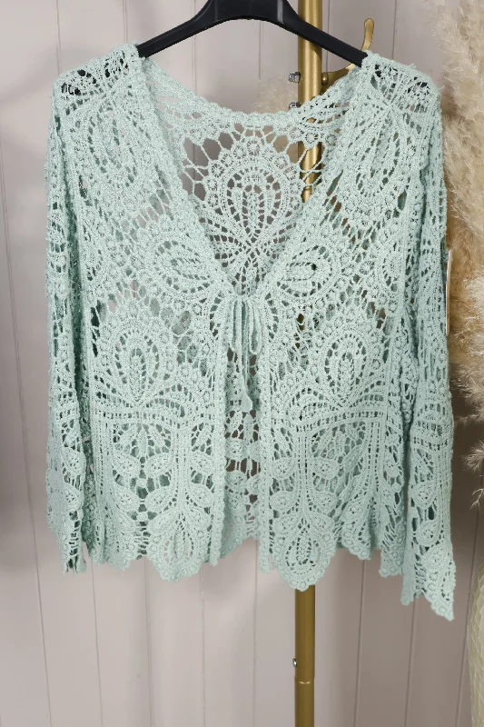 Cyra Crochet Cardigan Mint