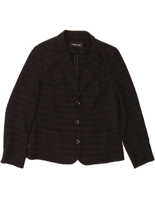 BARBARA LEBEK Womens 3 Button Blazer Jacket UK 16 Large Black Striped