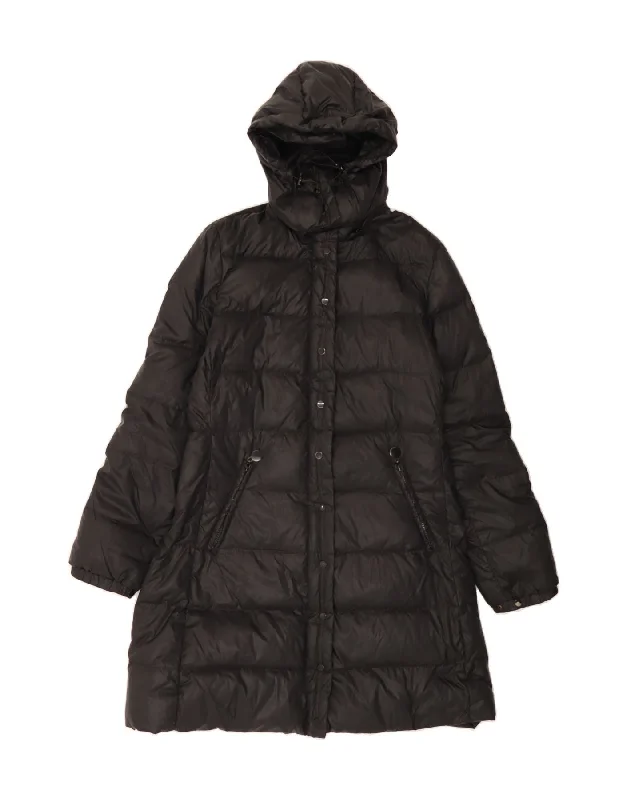 BENETTON Womens Hooded Padded Coat IT 46 Large Black Polyester