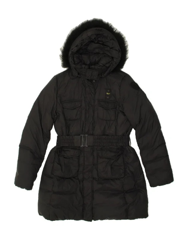 BLAUER Womens Hooded Padded Coat UK 20 2XL Black