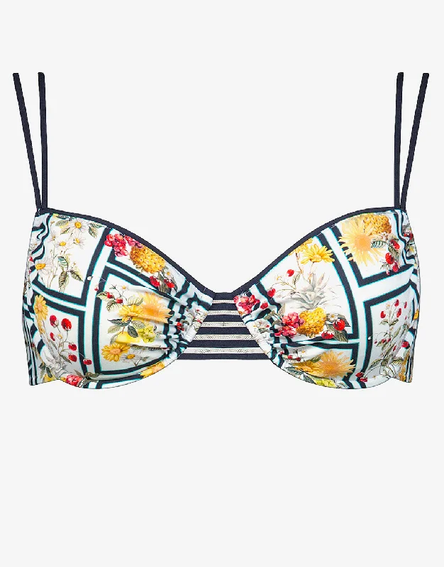 Scenery Underwired Bikini Top - Monochrome Garden