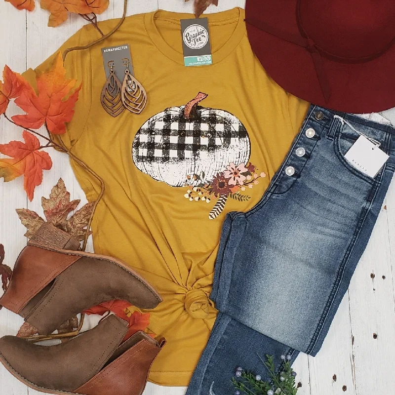 Plaid Pumpkin - Mustard Tee