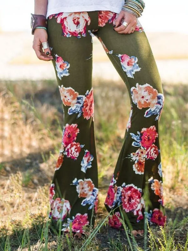 TastyHottie - Impressive Floral Printed Bell-Bottom Pant