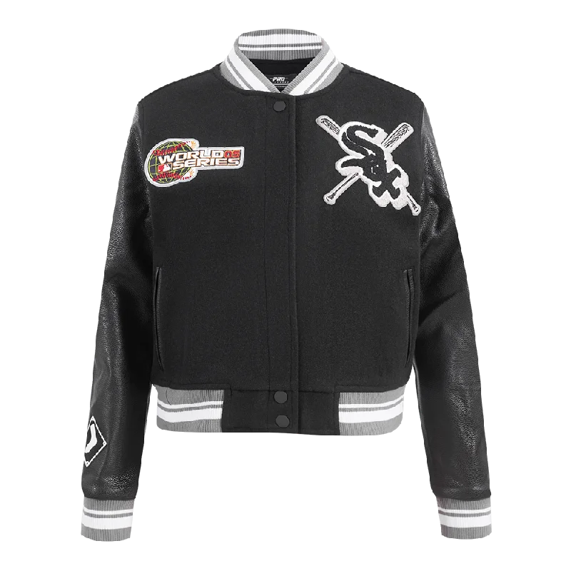 MLB CHICAGO WHITE SOX MASHUP WOMEN'S RIB WOOL VARSITY JACKET (BLACK/GRAY)