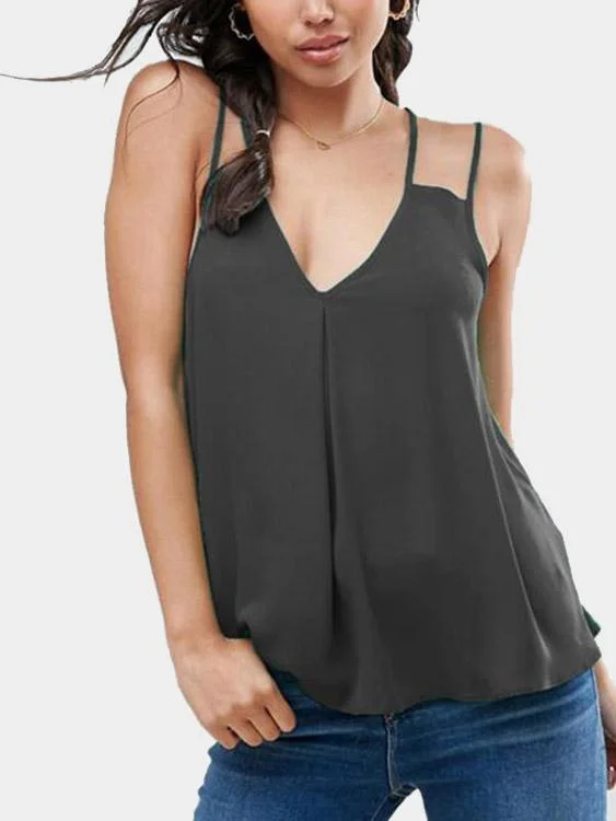 Custom Deep V Neck Plain Sleeveless Camis