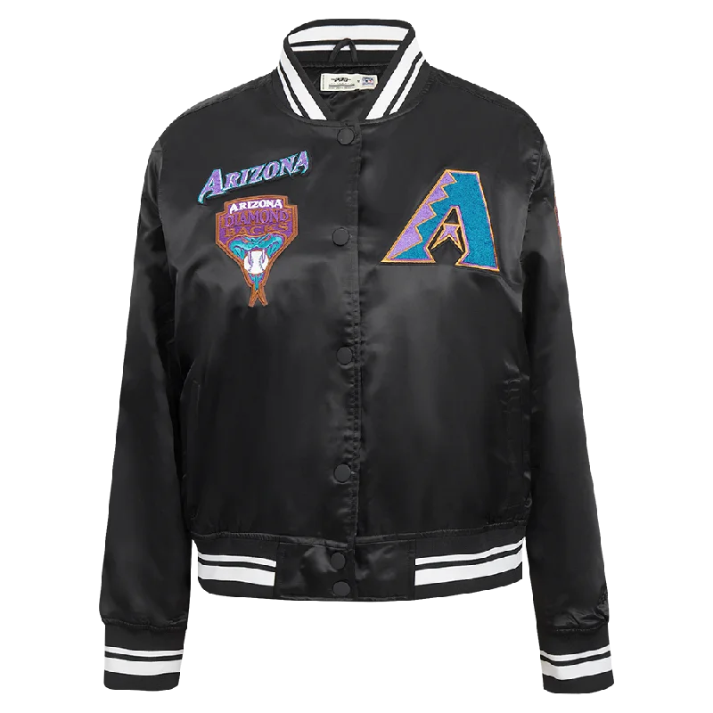 MLB ARIZONA DIAMONDBACKS RETRO CLASSIC WOMEN'S RIB SATIN JACKET (BLACK)