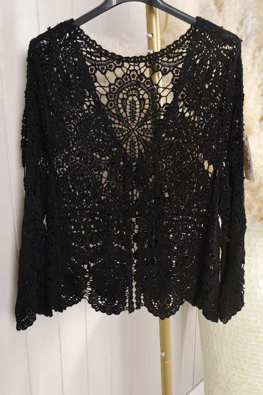 Cyra Crochet Cardigan Black