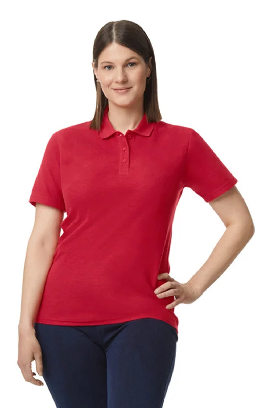 Gildan Womens SoftStyle Double Pique Short Sleeve Polo Shirt - Cherry Red