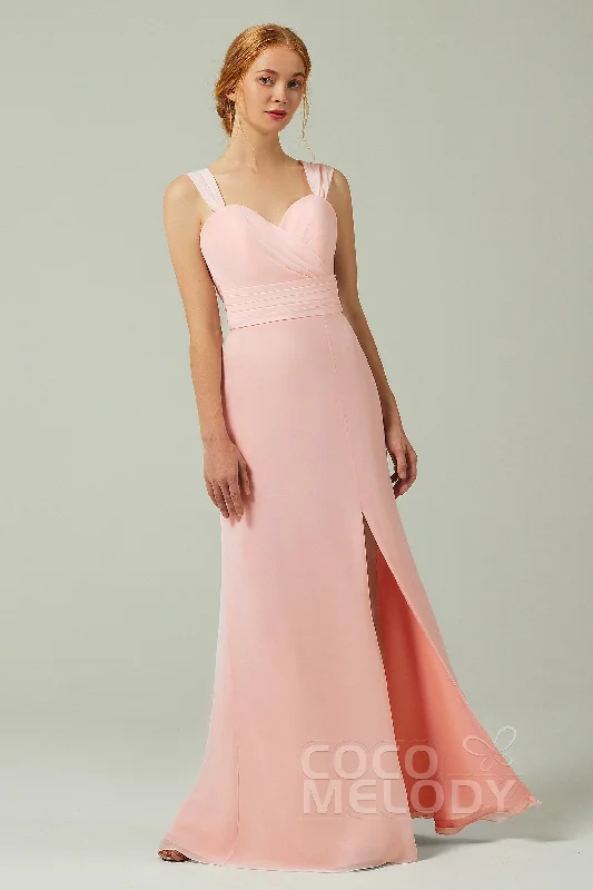 Sheath-Column Floor Length Chiffon Bridesmaid Dress CB0305