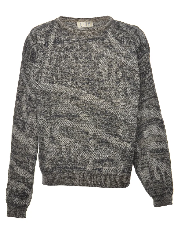 Grey Patterned Jumper - L