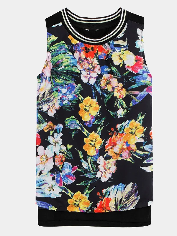 Custom Floral Print Black Camis