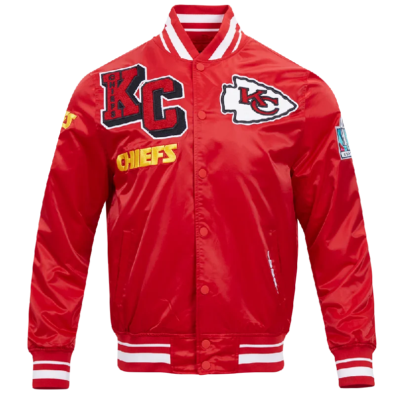 NFL KANSAS CITY CHIEFS MASHUP MEN'S RIB SATIN JACKET (RED)