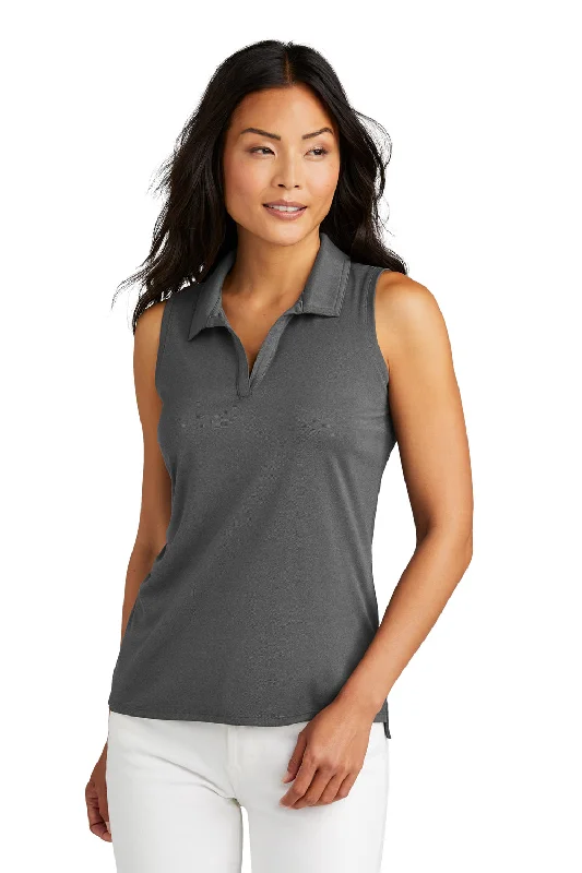 TravisMathew Womens Coto Performance Wrinkle Resistant Sleeveless Polo Shirt - Quiet Shade Grey/Black