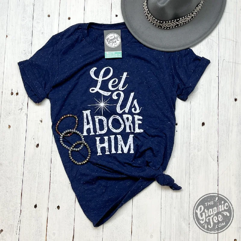 Let Us Adore Him - Navy Speckled Tee