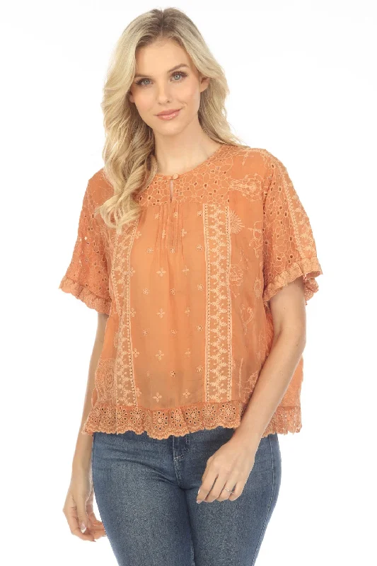 Johnny Was Mystic Compass Embroidered Blouse Boho Chic C14523