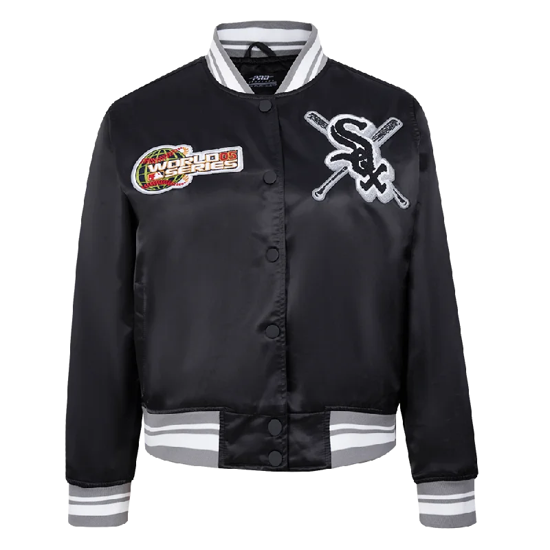 MLB CHICAGO WHITE SOX MASHUP WOMEN'S RIB SATIN JACKET (BLACK/GRAY)