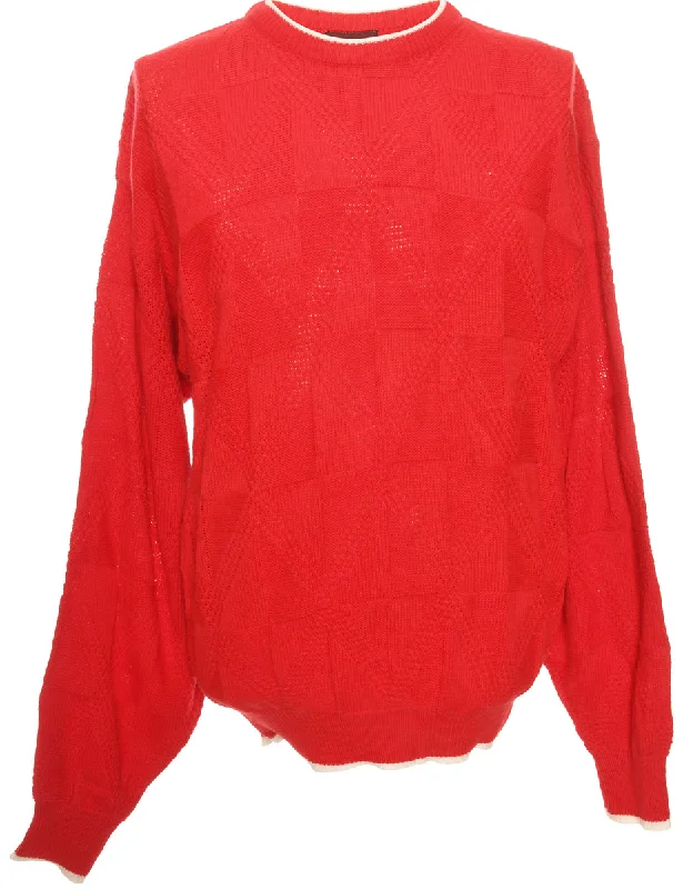 Hand Knitted Red Jumper - L