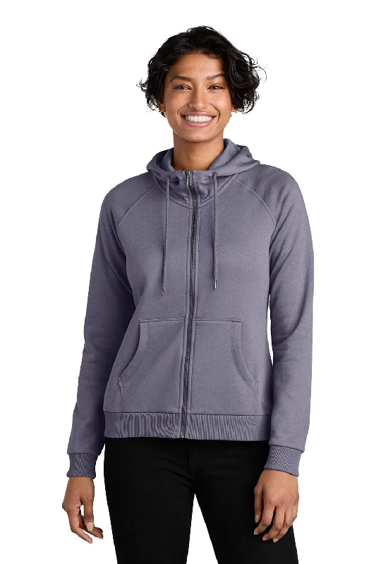 Allmade Womens CVC Fleece Full Zip Hooded Sweatshirt Hoodie w/ Pockets - Cosmic Purple - NEW