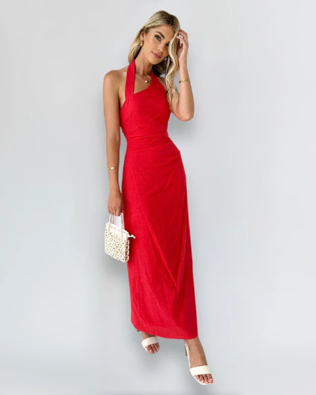 AGNES MIDI DRESS -RED