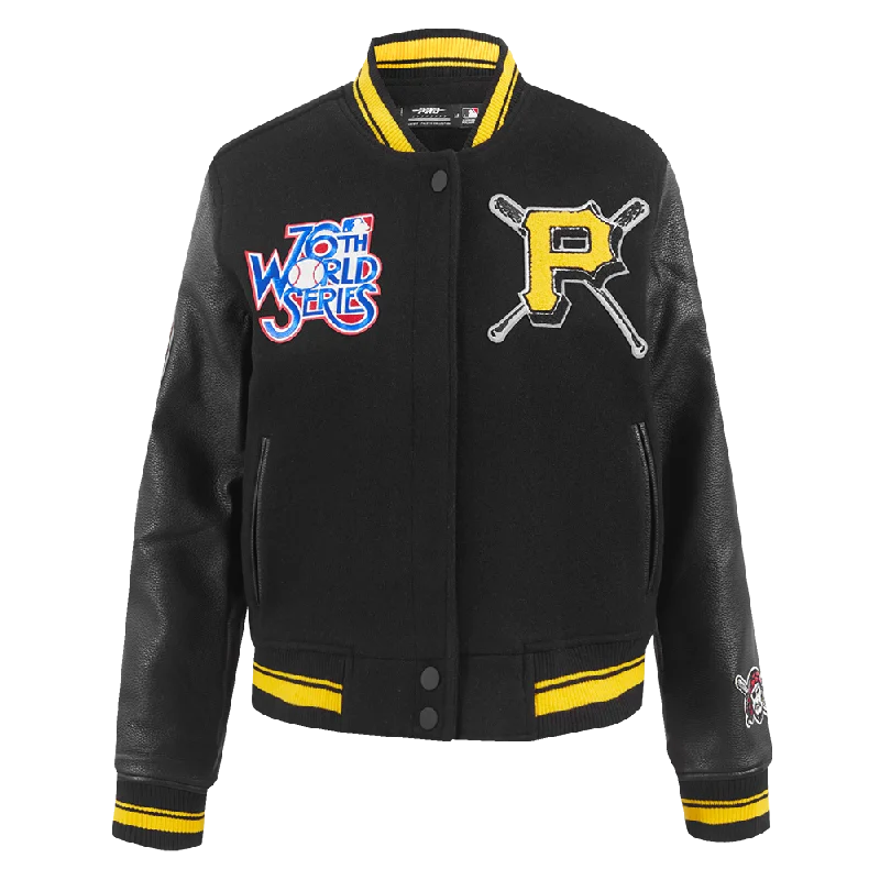 MLB PITTSBURGH PIRATES MASHUP WOMEN'S RIB WOOL VARSITY JACKET (BLACK/YELLOW)