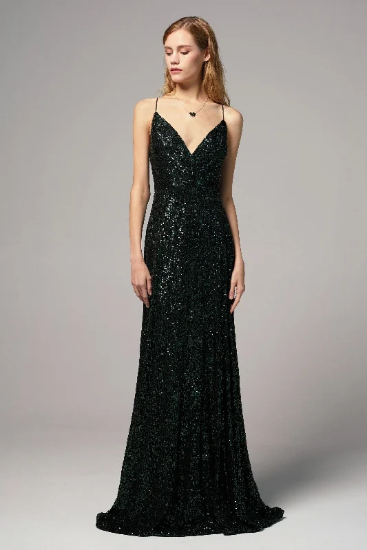 Sheath-Column Floor Length Sequined Dress CS0264