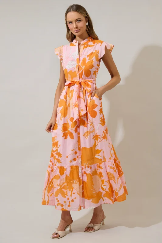 Lenira Floral Button Down Maxi Dress