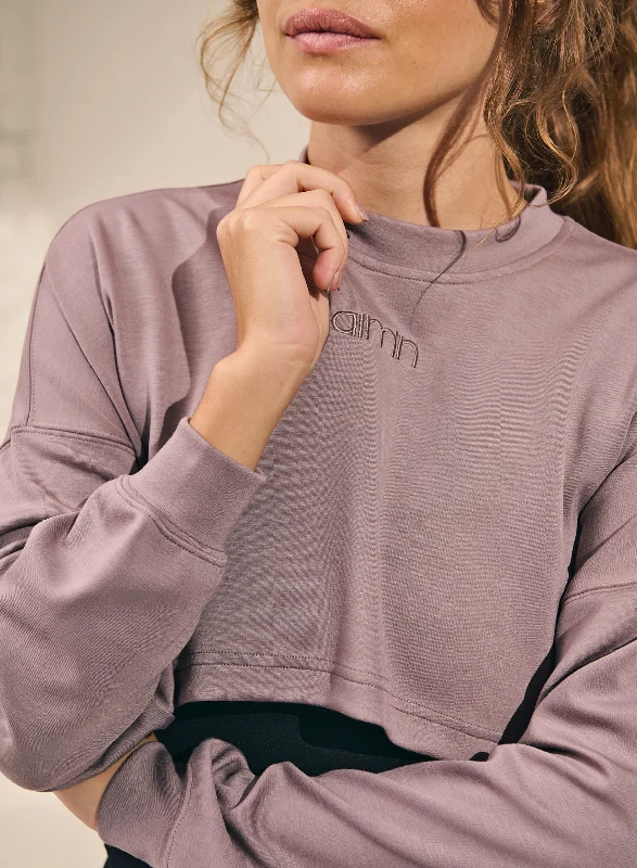 Dusty Violet Comfy Cropped Sweatshirt