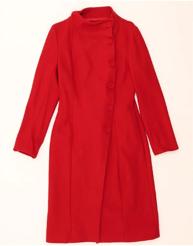 FEVER Womens Overcoat UK 10 Small Red Wool