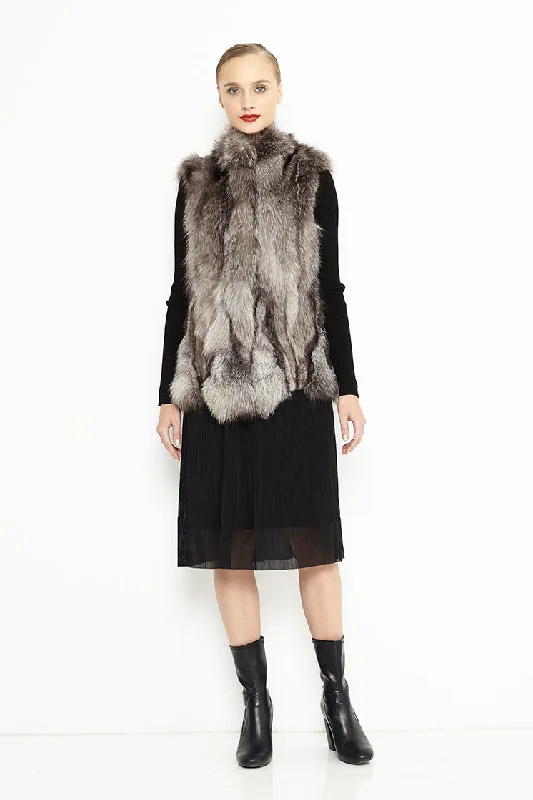 Silver Genuine Arctic Polar Fox Fur Vest