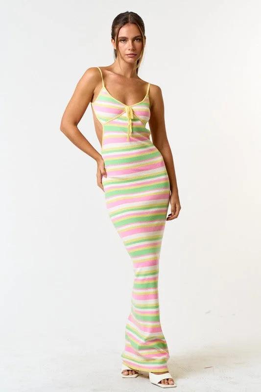 Party Poolside Striped Maxi Dress