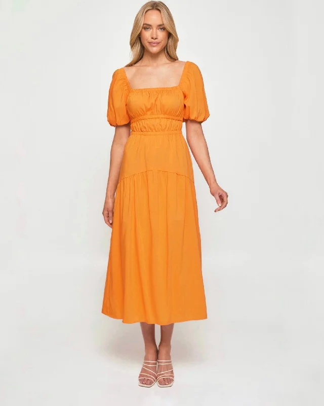 MIMI MIDI DRESS -ORANGE