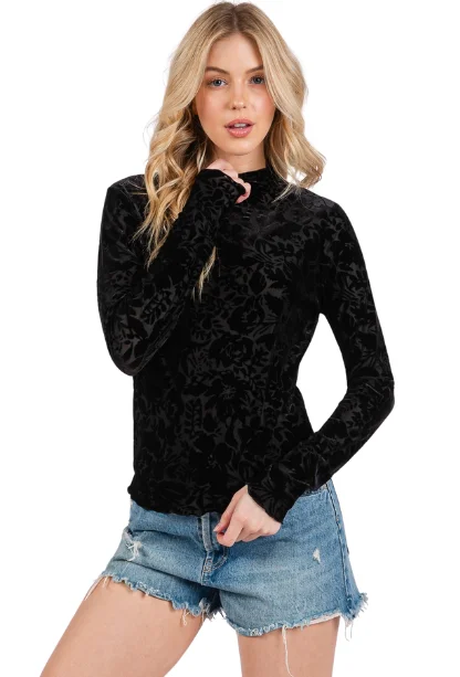 Very Velvet Mock Neck Top