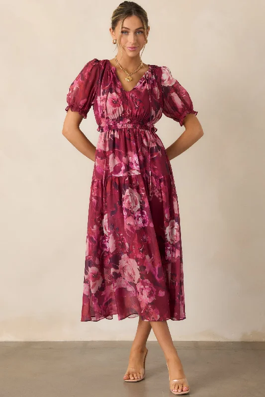 Meadows Call Berry Floral Maxi Dress