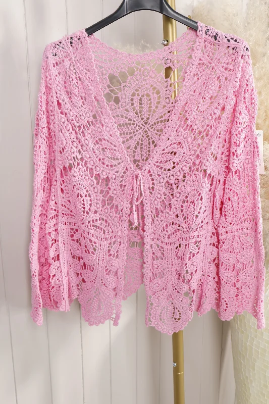 Cyra Crochet Cardigan Pink