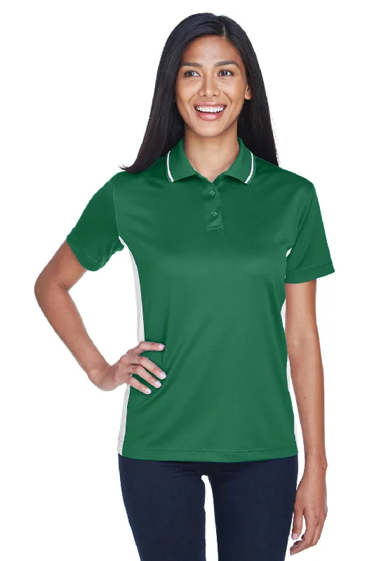 UltraClub Womens Cool & Dry Moisture Wicking Short Sleeve Polo Shirt - Forest Green/White