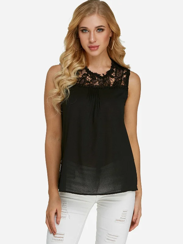 Custom Crew Neck Plain Lace Sleeveless Camis