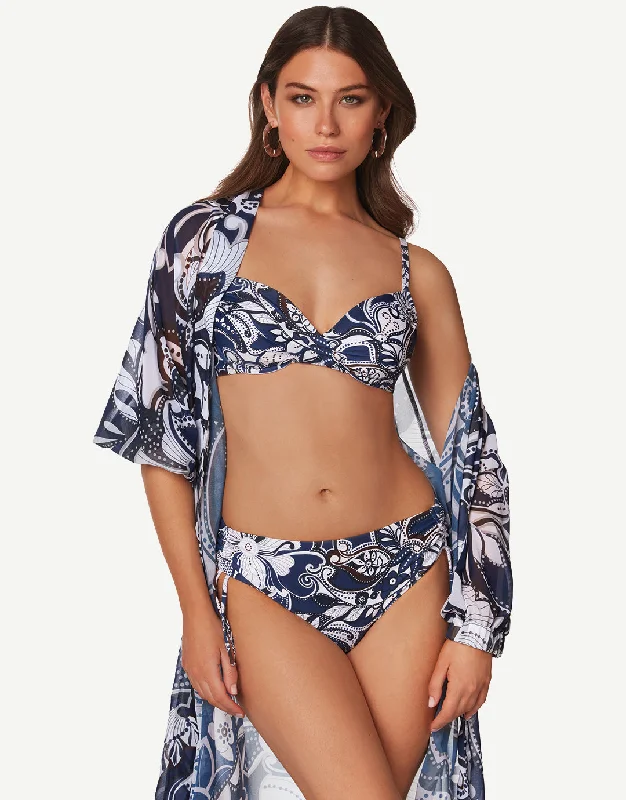 Cachemire Underwired Bikini Set - Blue and White Floral