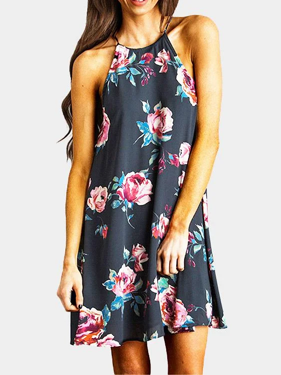 Wholesale Sleeveless Floral Print Fashion Mini Dress