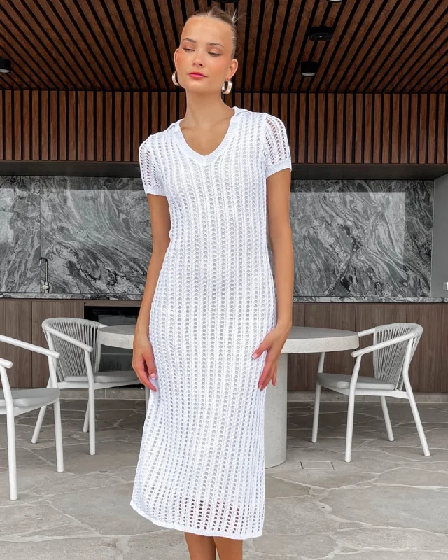 ELLIA MIDI DRESS -WHITE