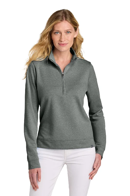 TravisMathew Womens Coveside Wrinkle Resistant 1/4 Zip Sweatshirt - Heather Dark Grey - NEW