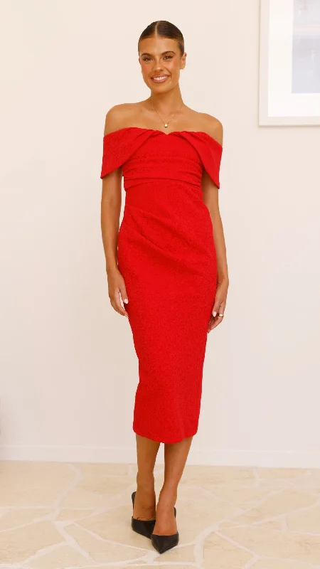 Holly Midi Dress - Red