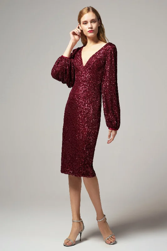 Sheath-Column Knee Length Sequined Dress CS0268