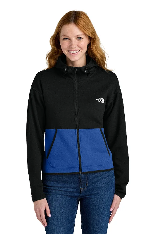 The North Face Womens Double Knit Full Zip Hooded Sweatshirt Hoodie w/ Pockets - Blue/Black