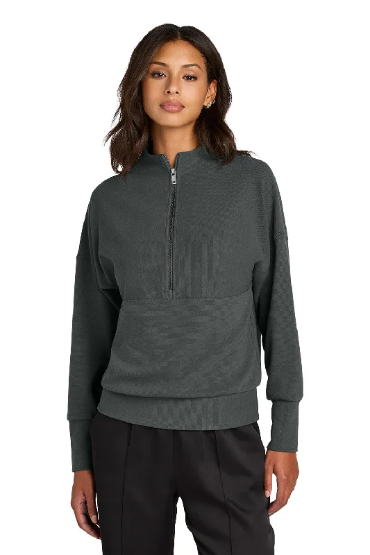 Mercer+Mettle Womens Linear Texture Odor Resistant 1/4 Zip Sweatshirt - Storm Grey - NEW