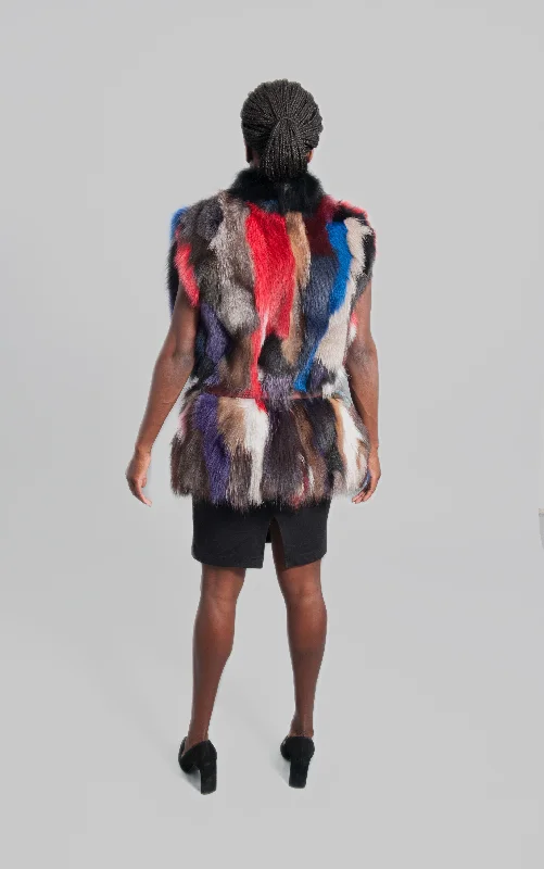 Multi-tones Fox Fur Vest