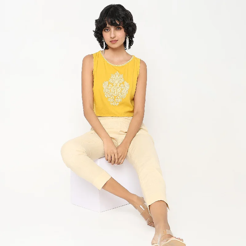 Slim Fit Embroidered Top